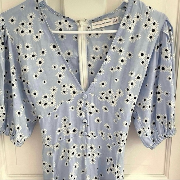 Faithfull the Brand x Revolve Blue Daisy Print Mini Dress size 4 - Picture 9 of 10